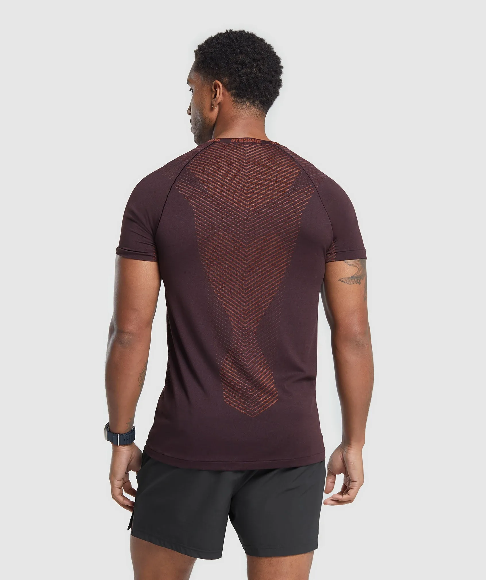 Gymshark Apex Seamless T-Shirt - Plum Brown/Rust Orange