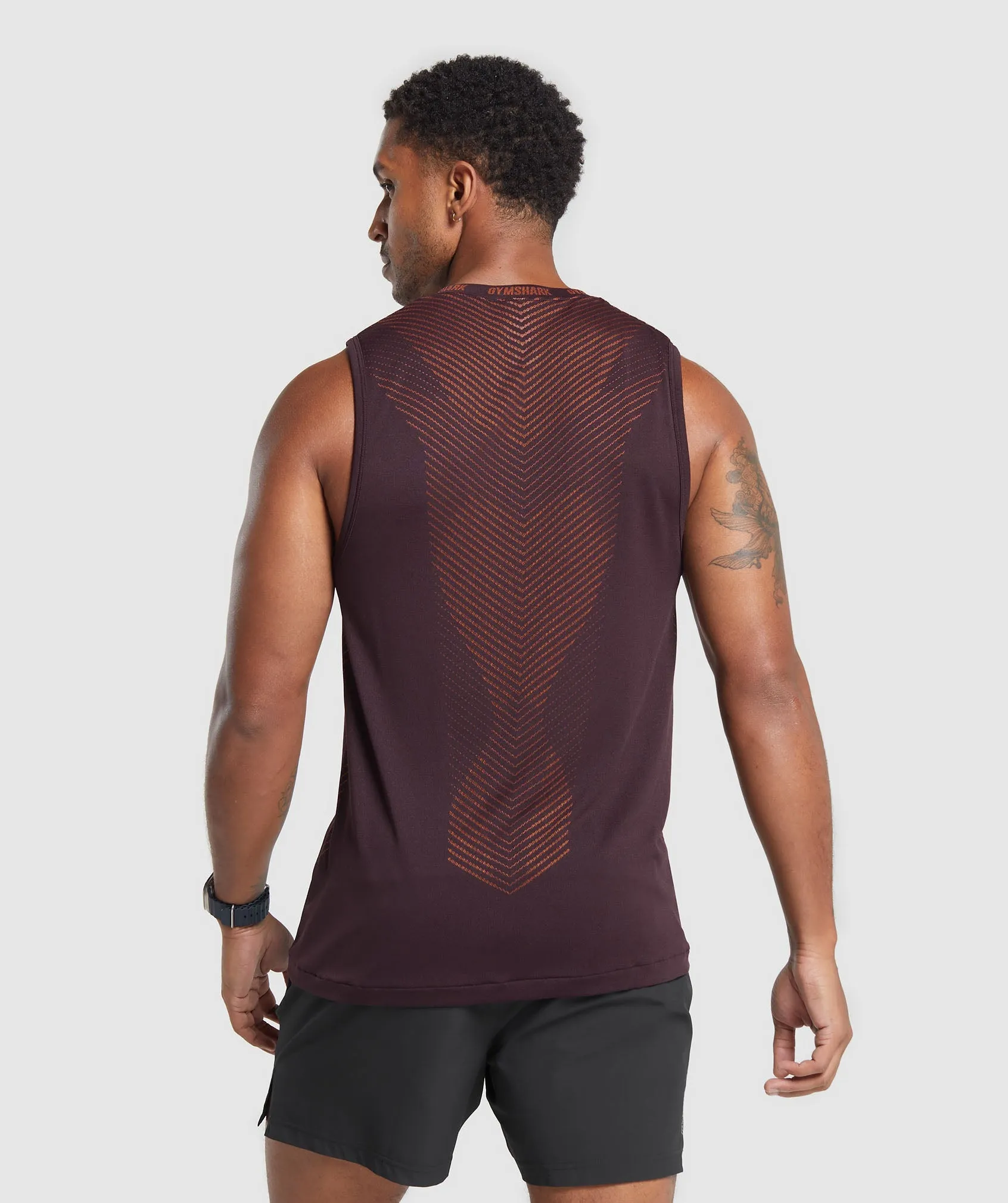 Gymshark Apex Seamless Tank - Plum Brown/Rust Orange