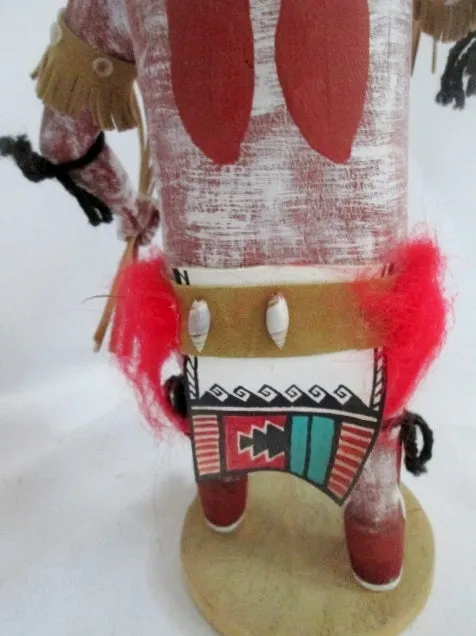 Handmade 16" KACHINA DOLL NATIVE AMERICAN Indian Fur OWL BIRD Feather Shell