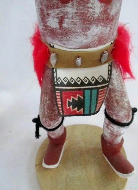 Handmade 16" KACHINA DOLL NATIVE AMERICAN Indian Fur OWL BIRD Feather Shell