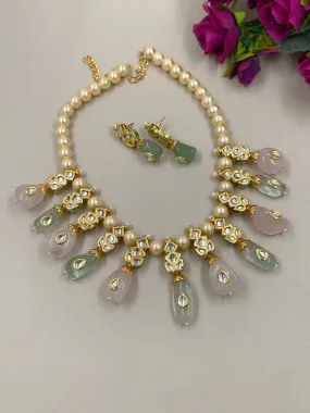 Handmade Kundan And Semi Precious Stone Designer Necklace Set