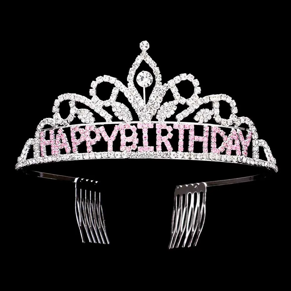 Happy Birthday Message Rhinestone Princess Tiara