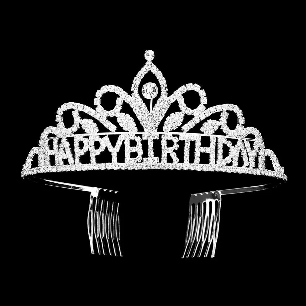 Happy Birthday Message Rhinestone Princess Tiara