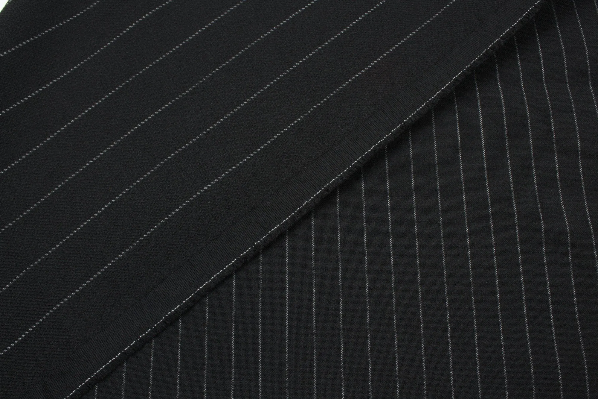 Heavy Double Face Twill Stripes for Suits - Polyester Blend - Black