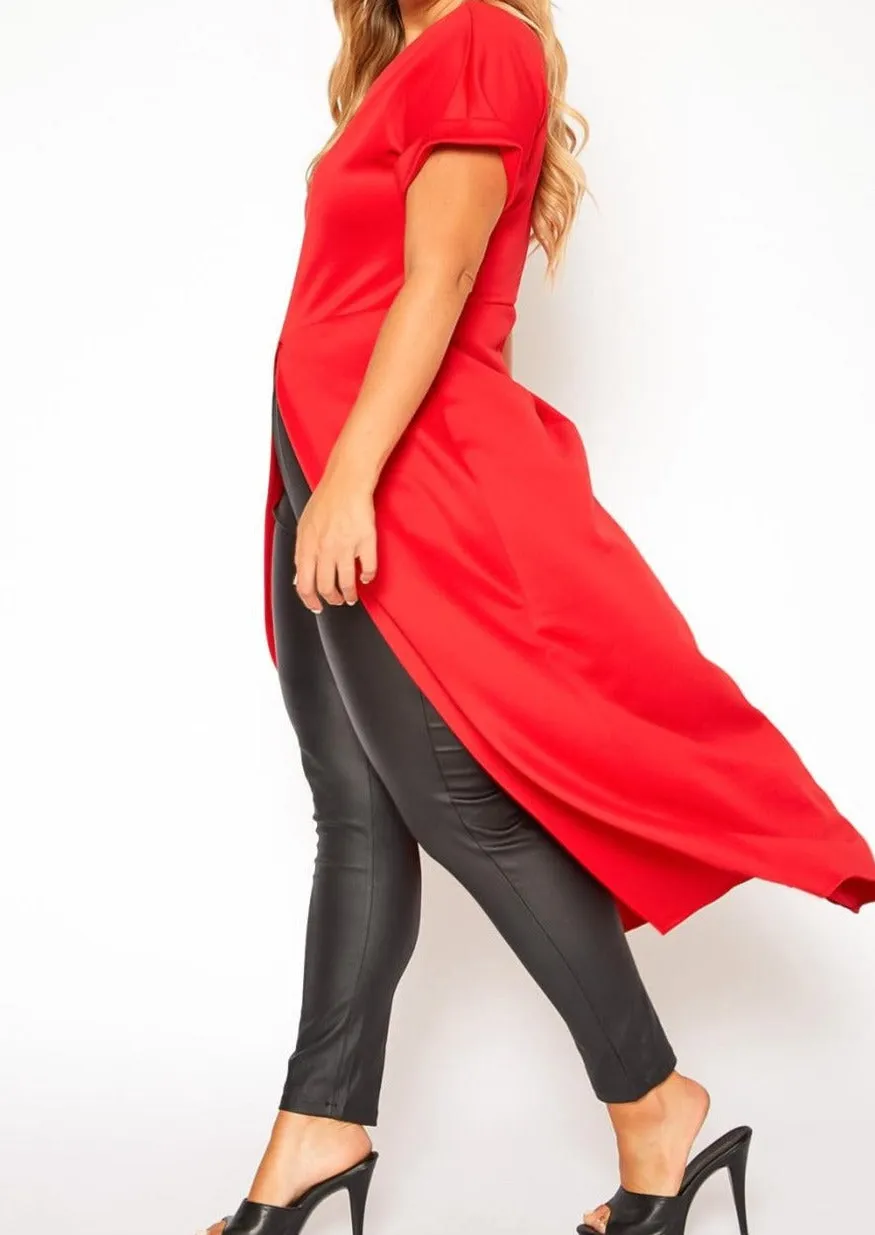 HI CURVY Plus Size Centered Split Hem Longline Tops