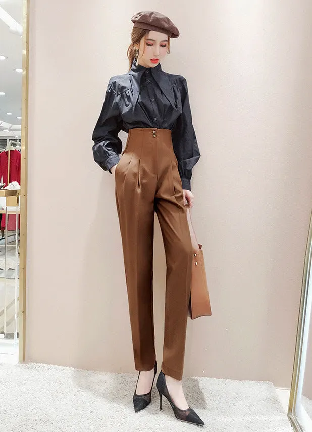 High-Waisted Office Pants With Slim Fit