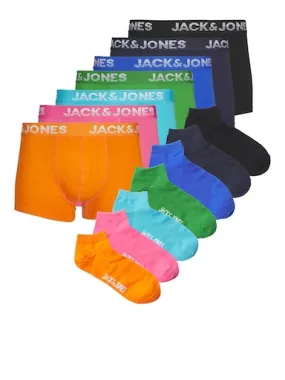 Jack & Jones  Jaccole Travelkit 7 Pack Trunks and Socks - Multi Colour