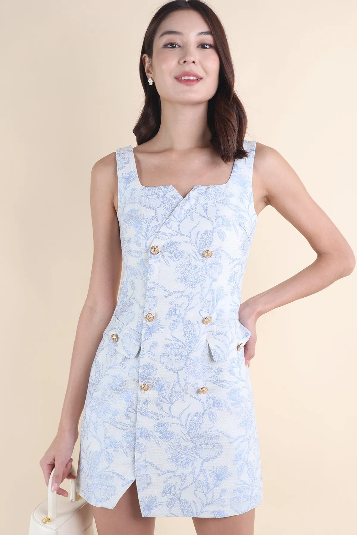 JOUR PRINTED DRESS IN BLUE