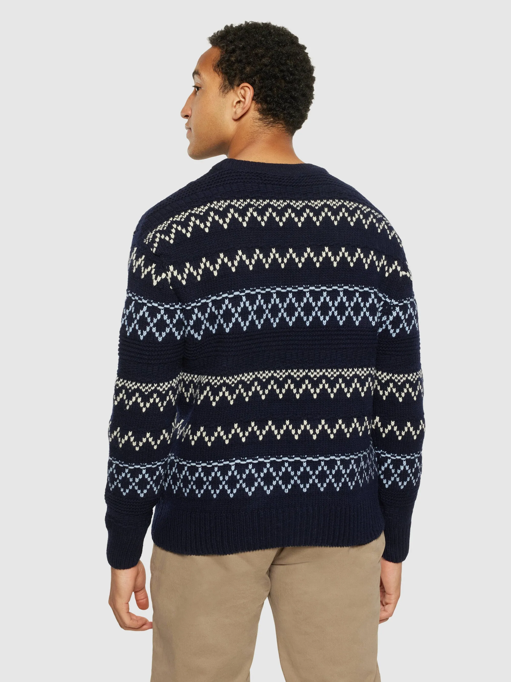 Knitted pattern crew neck - RWS - Blue stripe