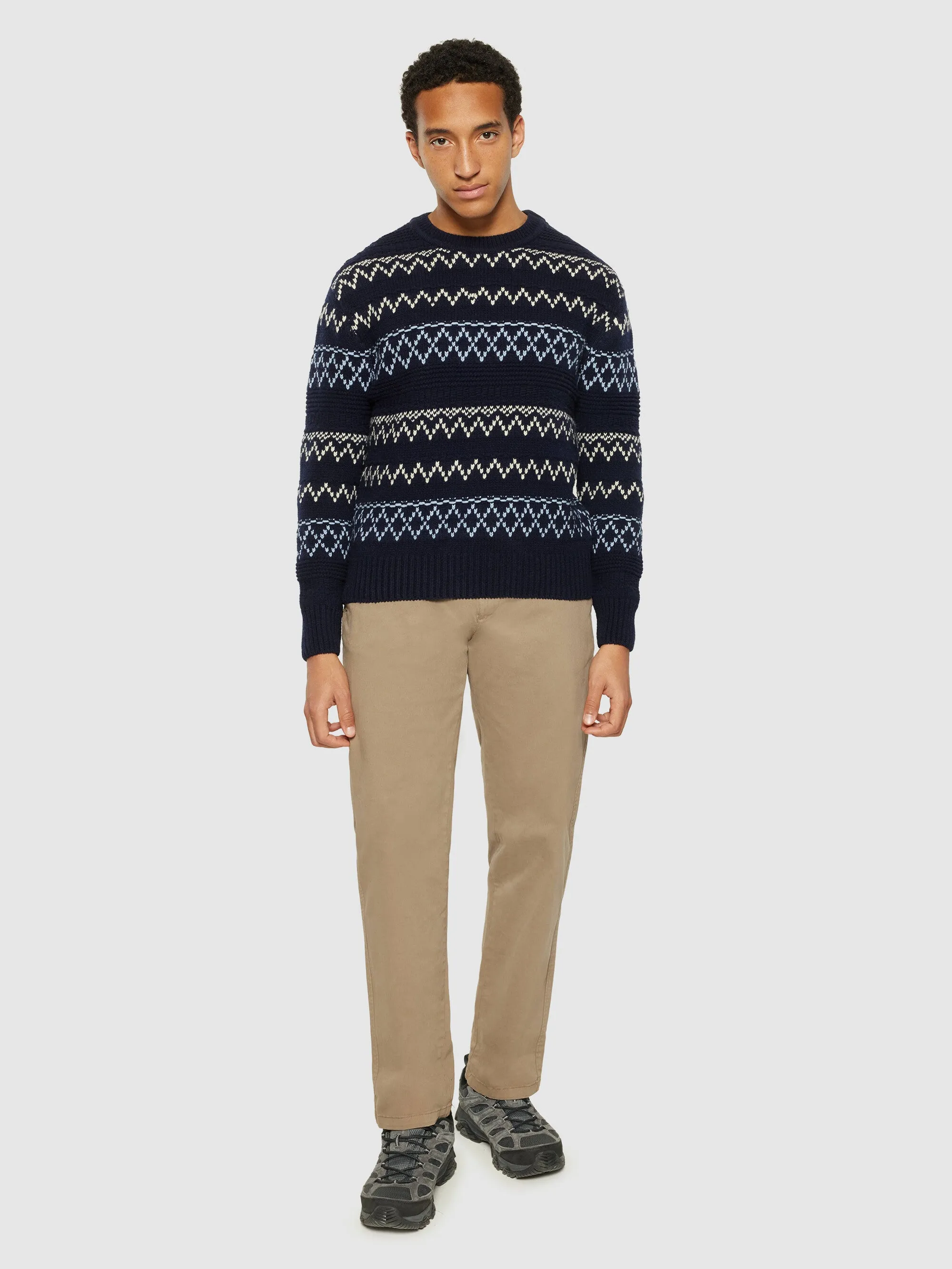 Knitted pattern crew neck - RWS - Blue stripe