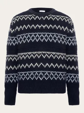 Knitted pattern crew neck - RWS - Blue stripe