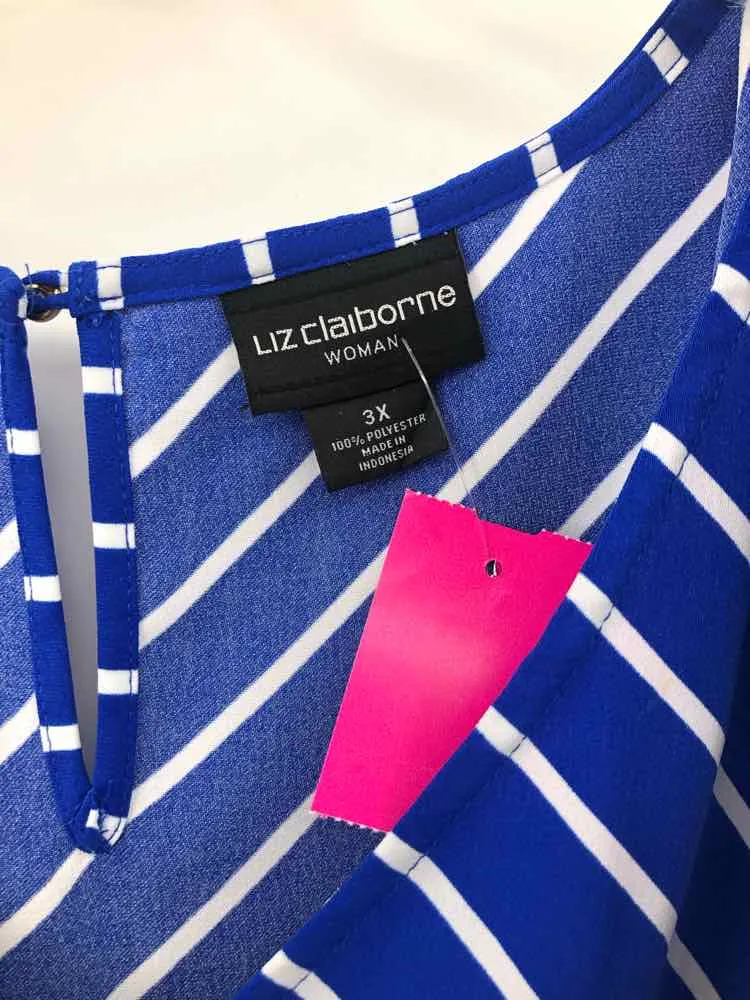 Liz Claiborne Size 3X Blue/white Stripe Blouse