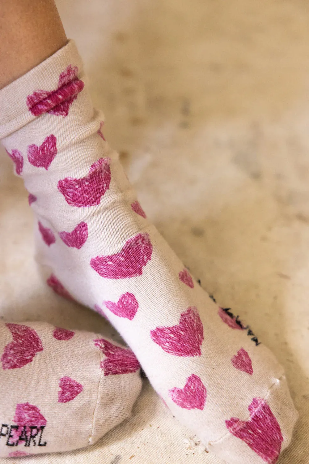 MAGNOLIA PEARL HEART PRINTED MP SOCKS 097 SKETCH LOVE