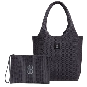 medium - Charcoal Stripe Tote With Pouch