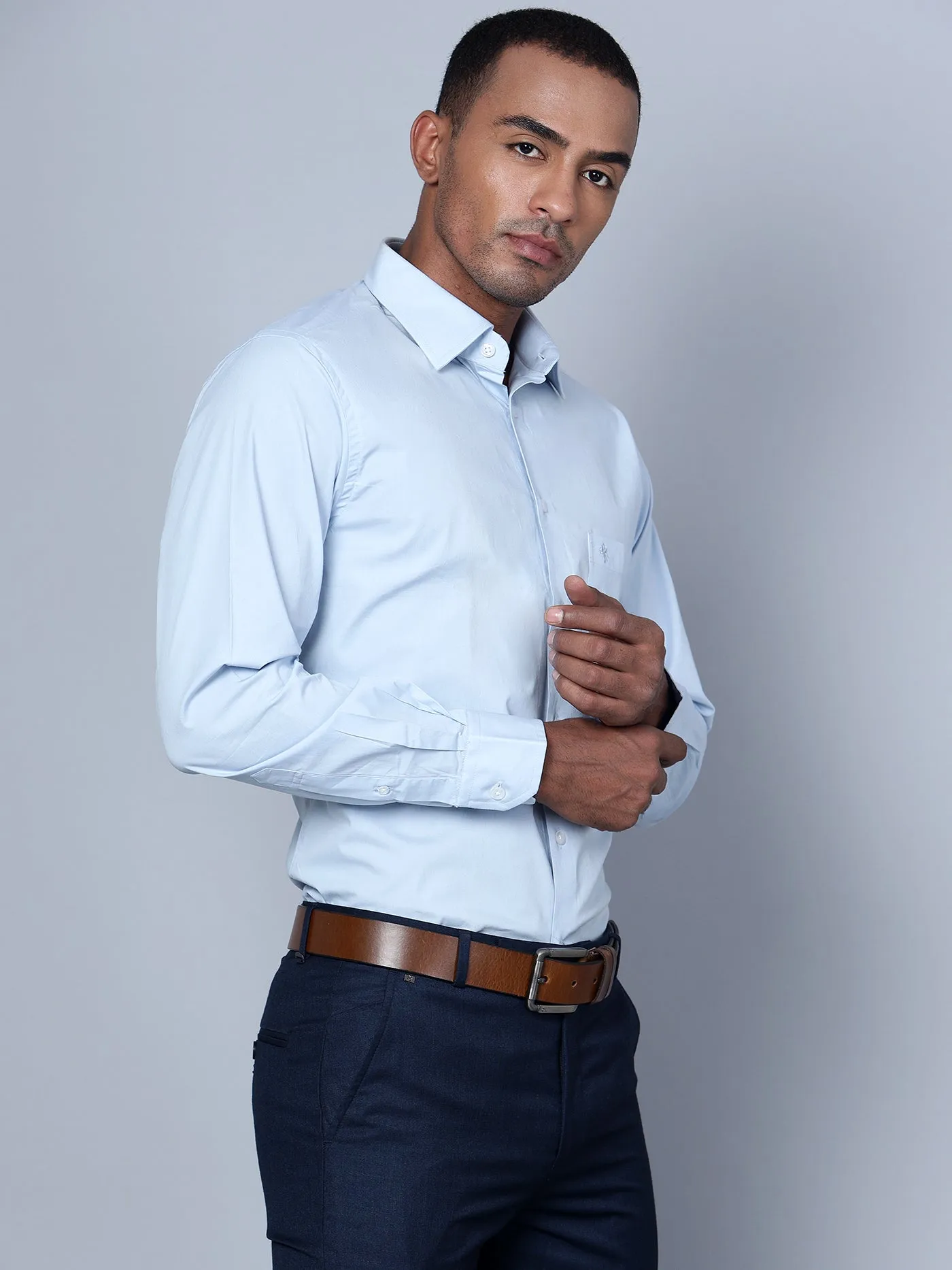 Men Sky Blue Formal Shirt