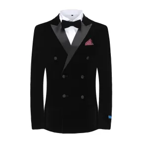 Men's 2-Piece Velvet Birdseye Lapel Double-Breasted Slim-Fit Tuxedo With Performance Stretch Pants