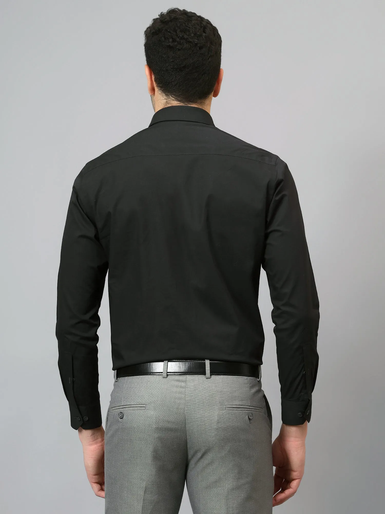 Men's Black Formal Plain Full Sleeve Shirt