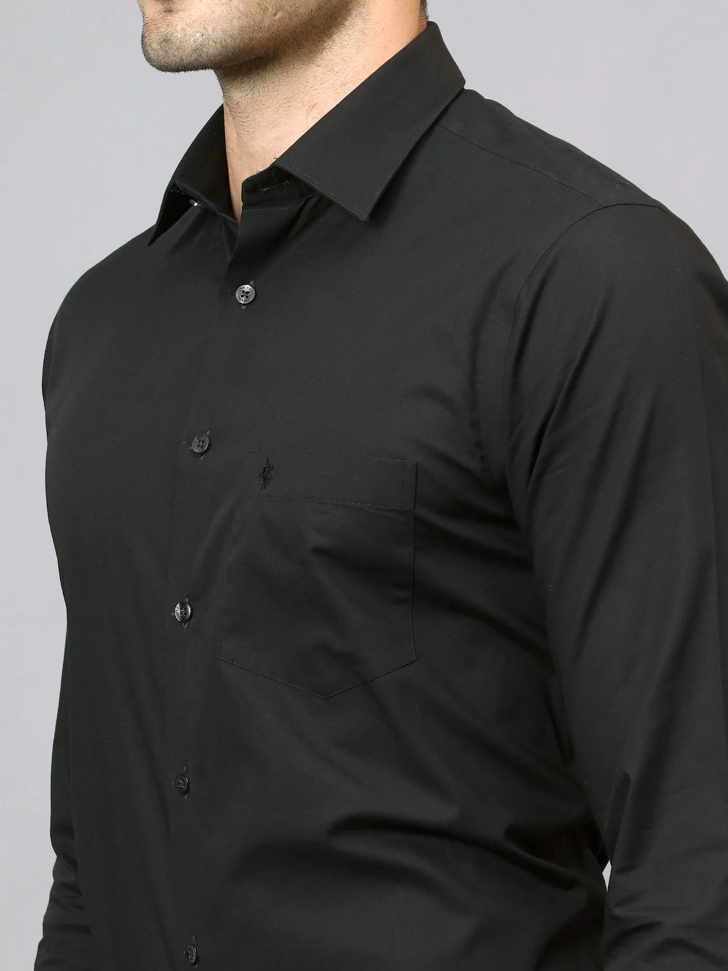 Men's Black Formal Plain Full Sleeve Shirt