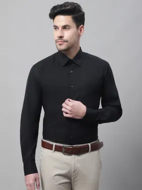 Men's Black Formal Plain Stretch Full Sleeve Shirt