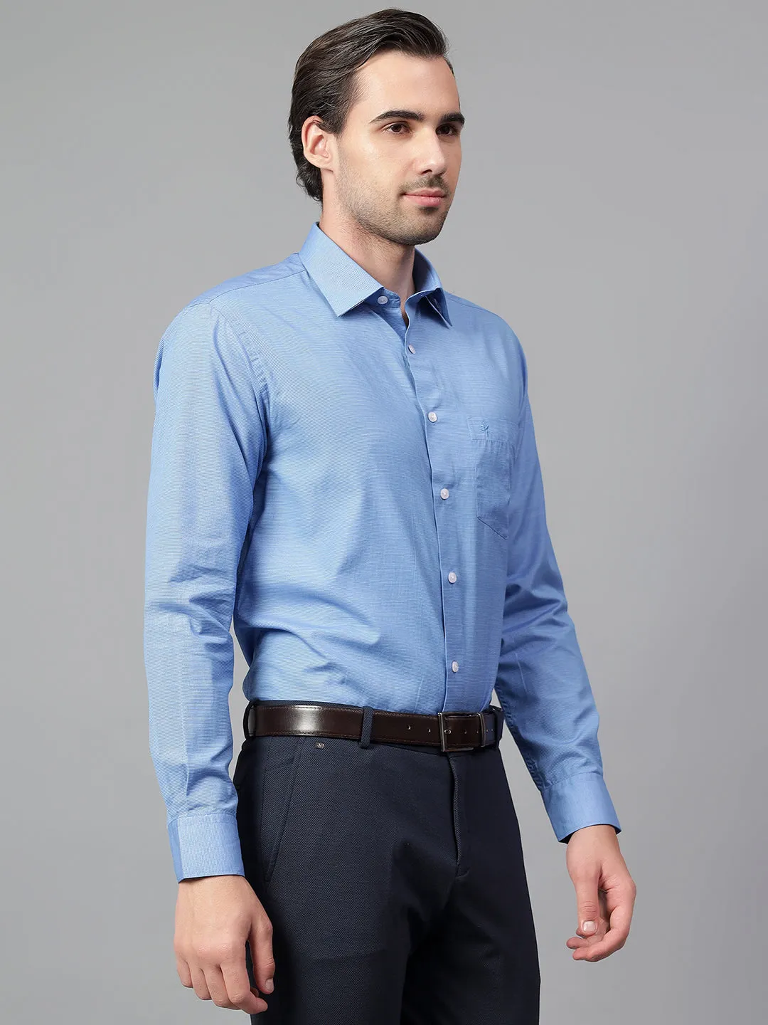 Men's Blue Checked Full Sleeve Formal Shirt