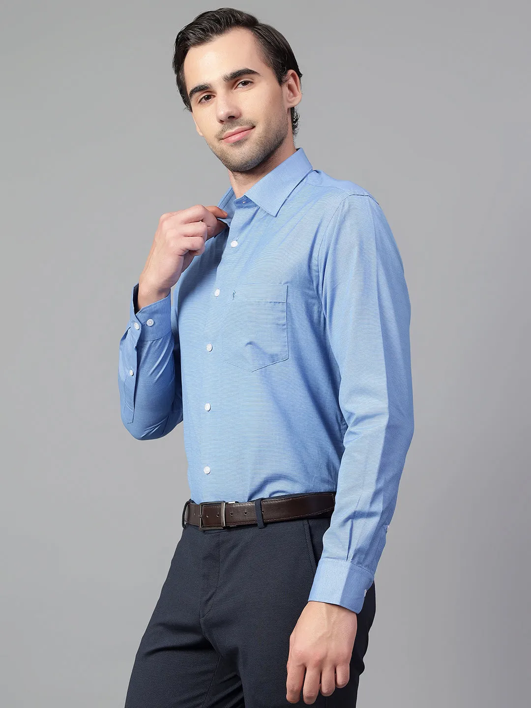 Men's Blue Checked Full Sleeve Formal Shirt