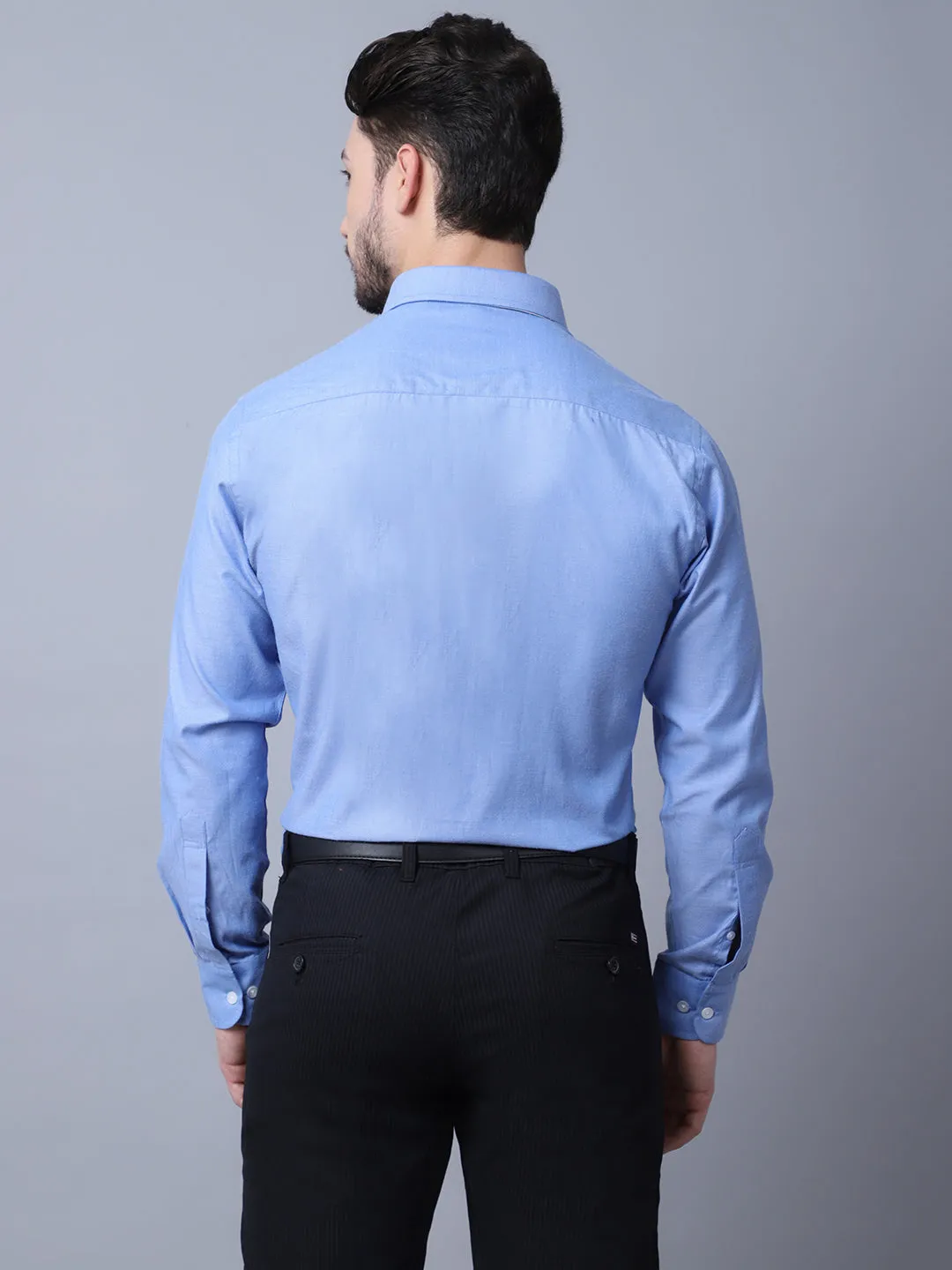 Men's Blue Formal Self textured Full Sleeve Shirt