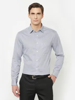 Men's Grey Formal Dot Print Full Sleeve Shirt