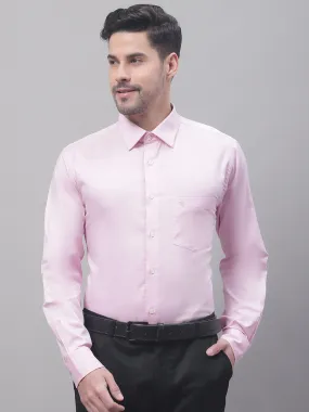 Men's Light Pink Formal Fil a Fil Plain Full Sleeve Shirt