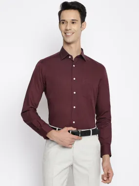 Men's Maroon Formal Plain Full Sleeve Shirt