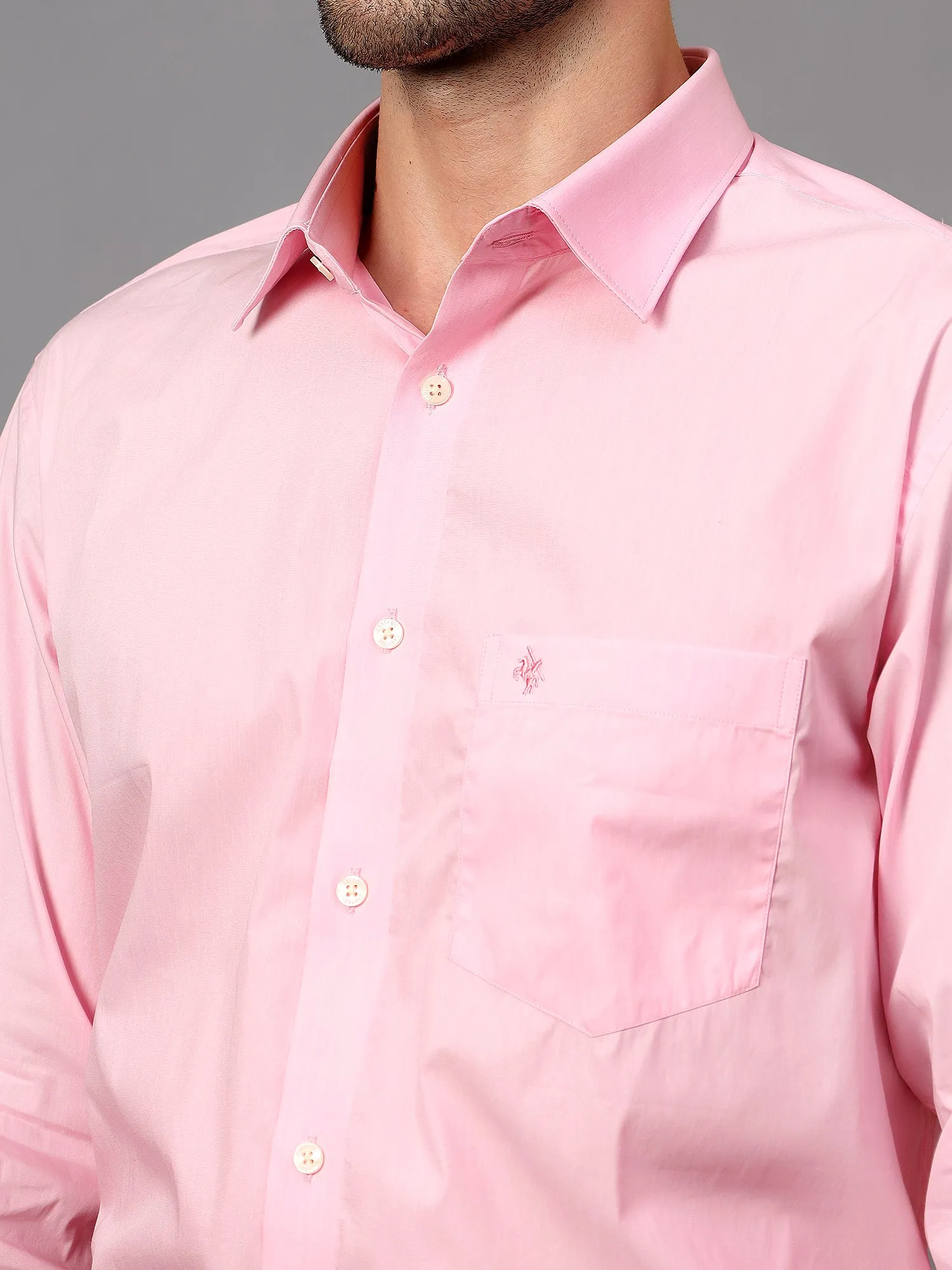 Men's Pink Formal Plain Full Sleeve Shirt