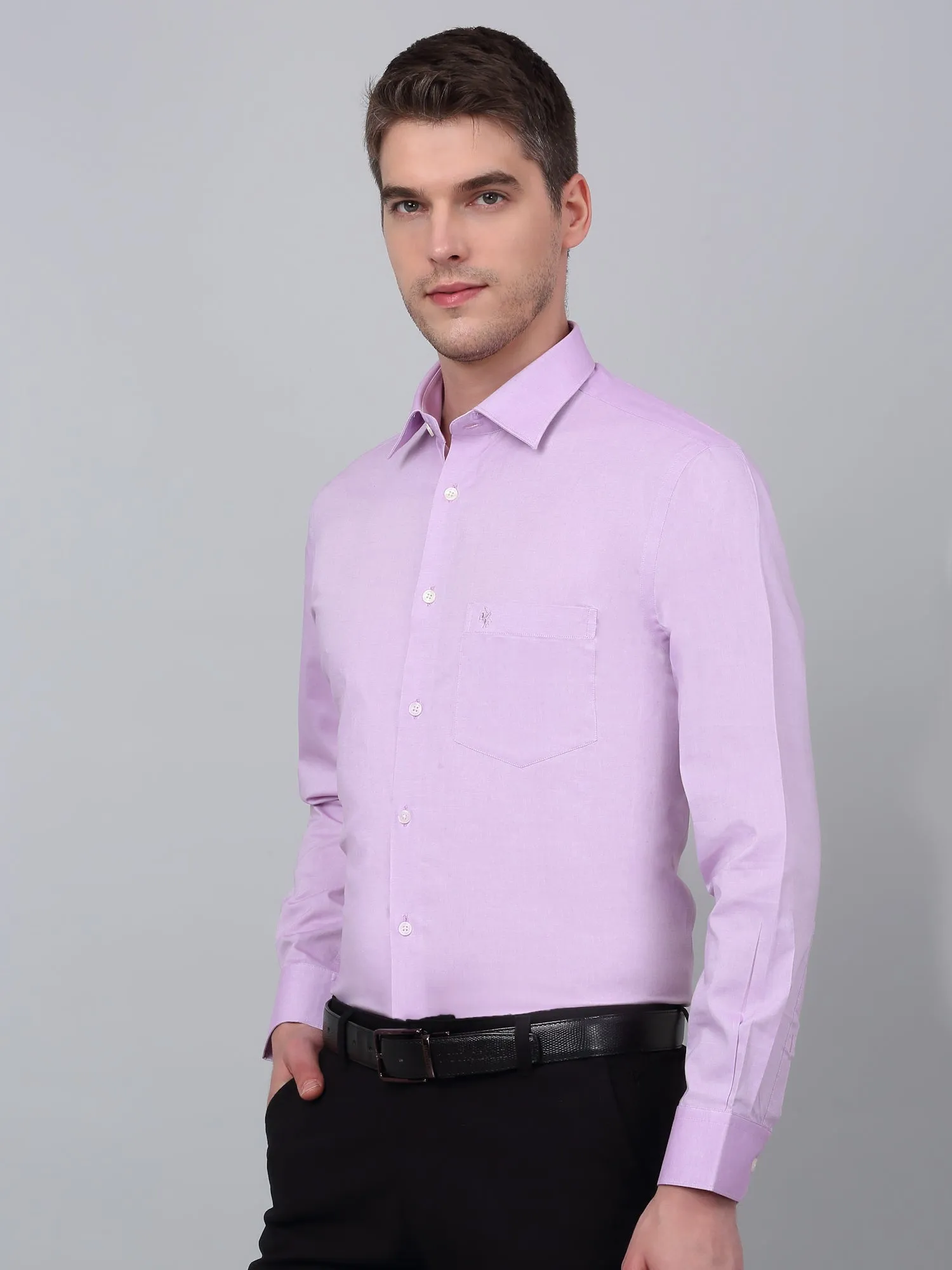 Men's Purple Formal Plain Full Sleeve Shirt