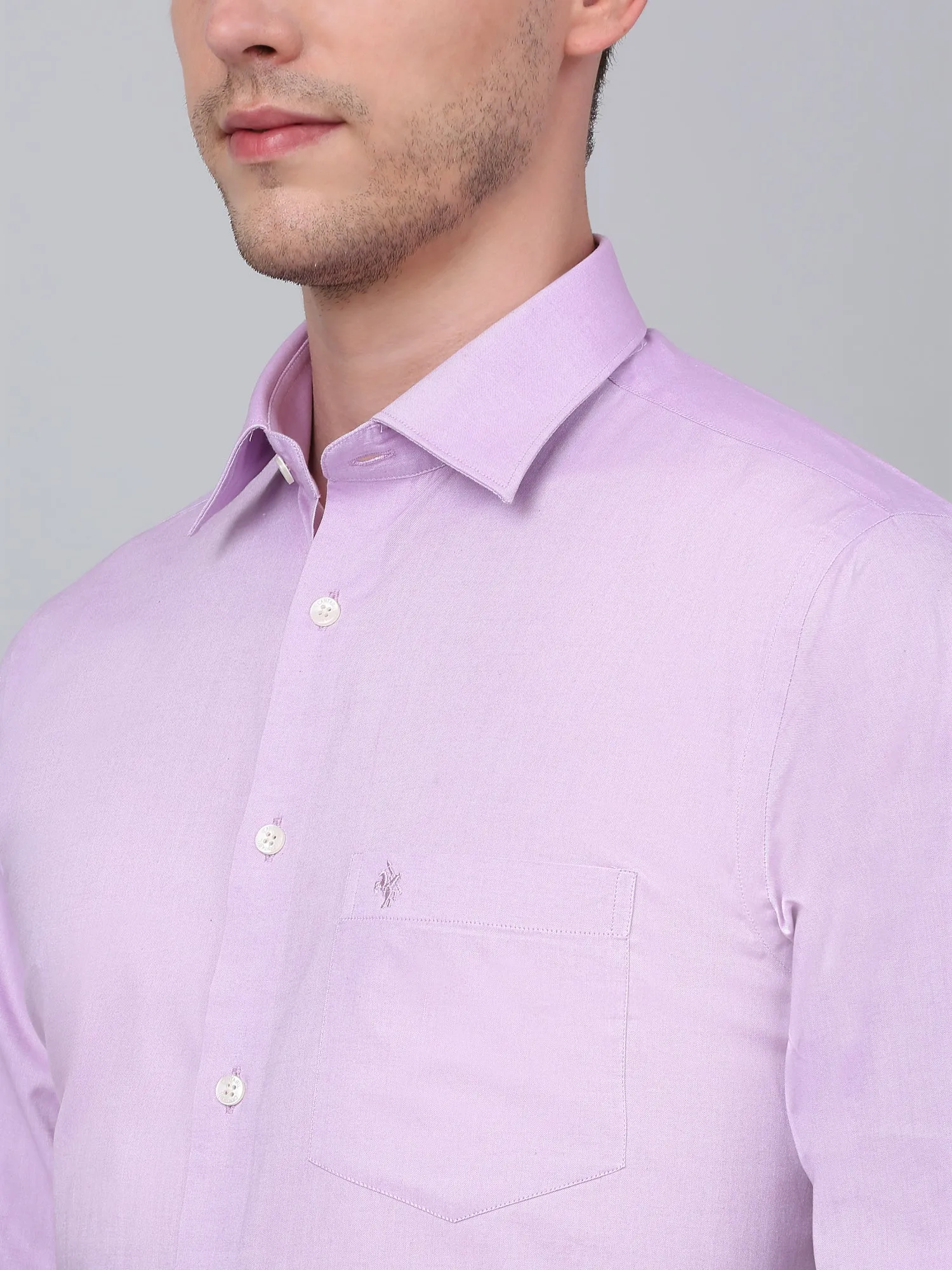 Men's Purple Formal Plain Full Sleeve Shirt