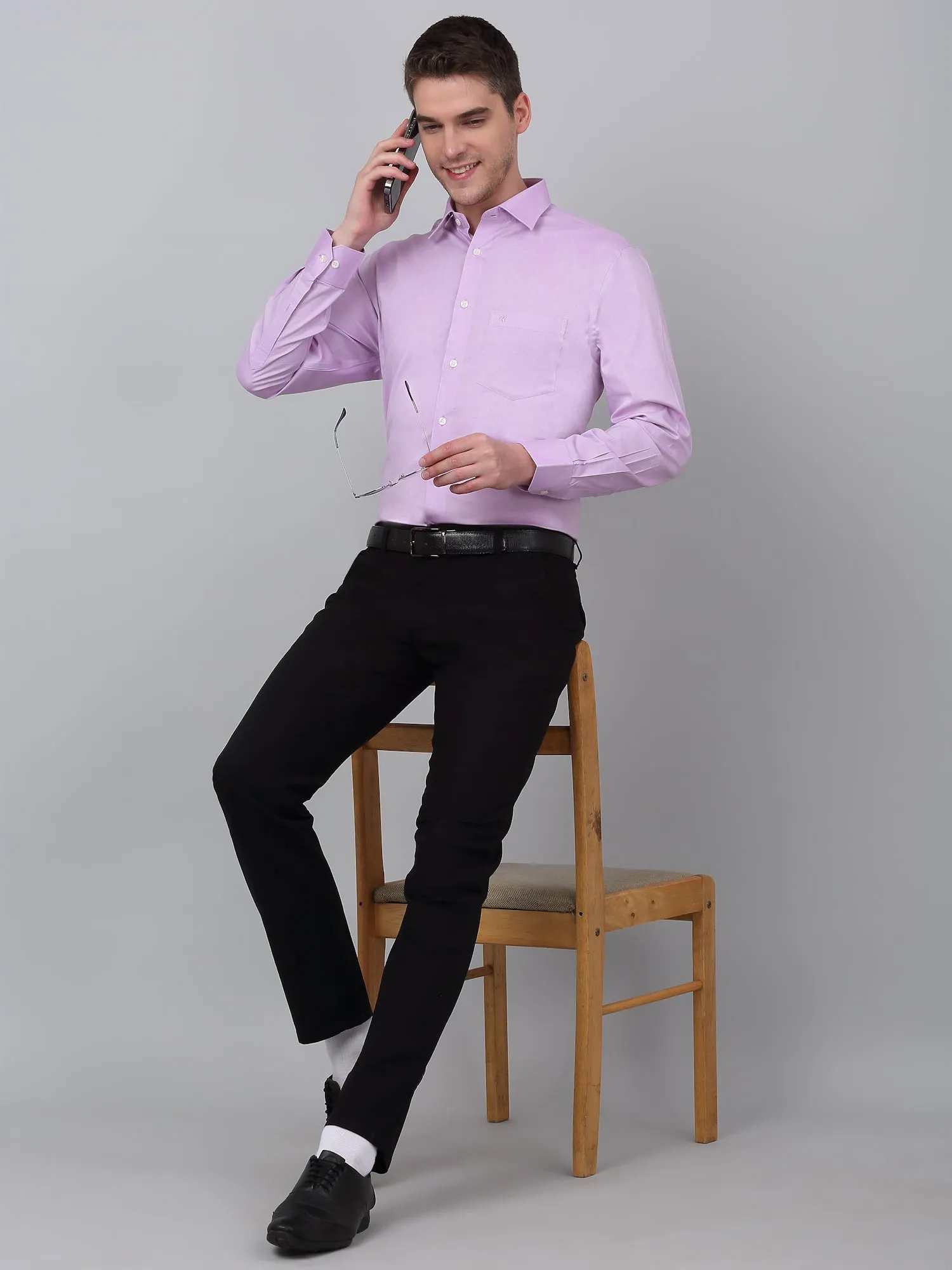 Men's Purple Formal Plain Full Sleeve Shirt