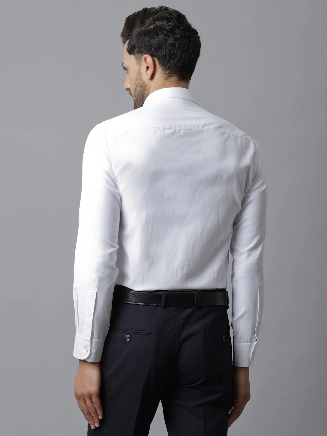 Men's White Formal Plain   Full Sleeve Shirt