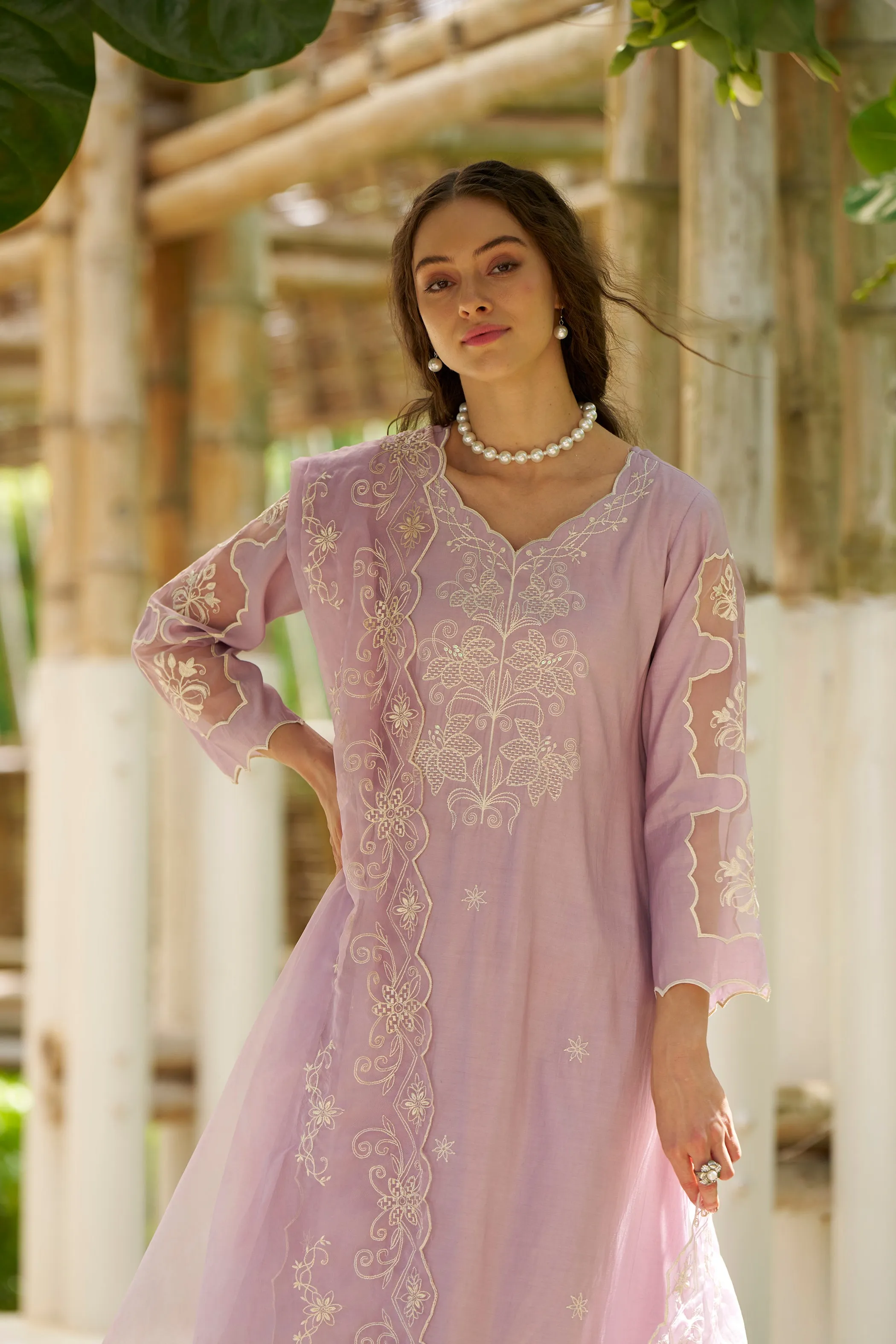 NAVJOT ORCHID EMBROIDERY SUIT SET