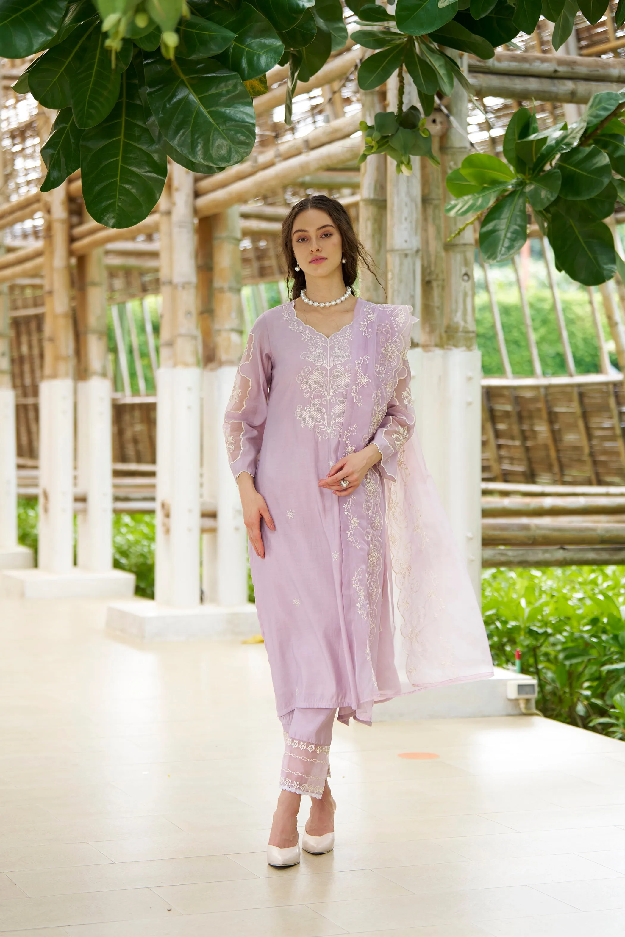 NAVJOT ORCHID EMBROIDERY SUIT SET