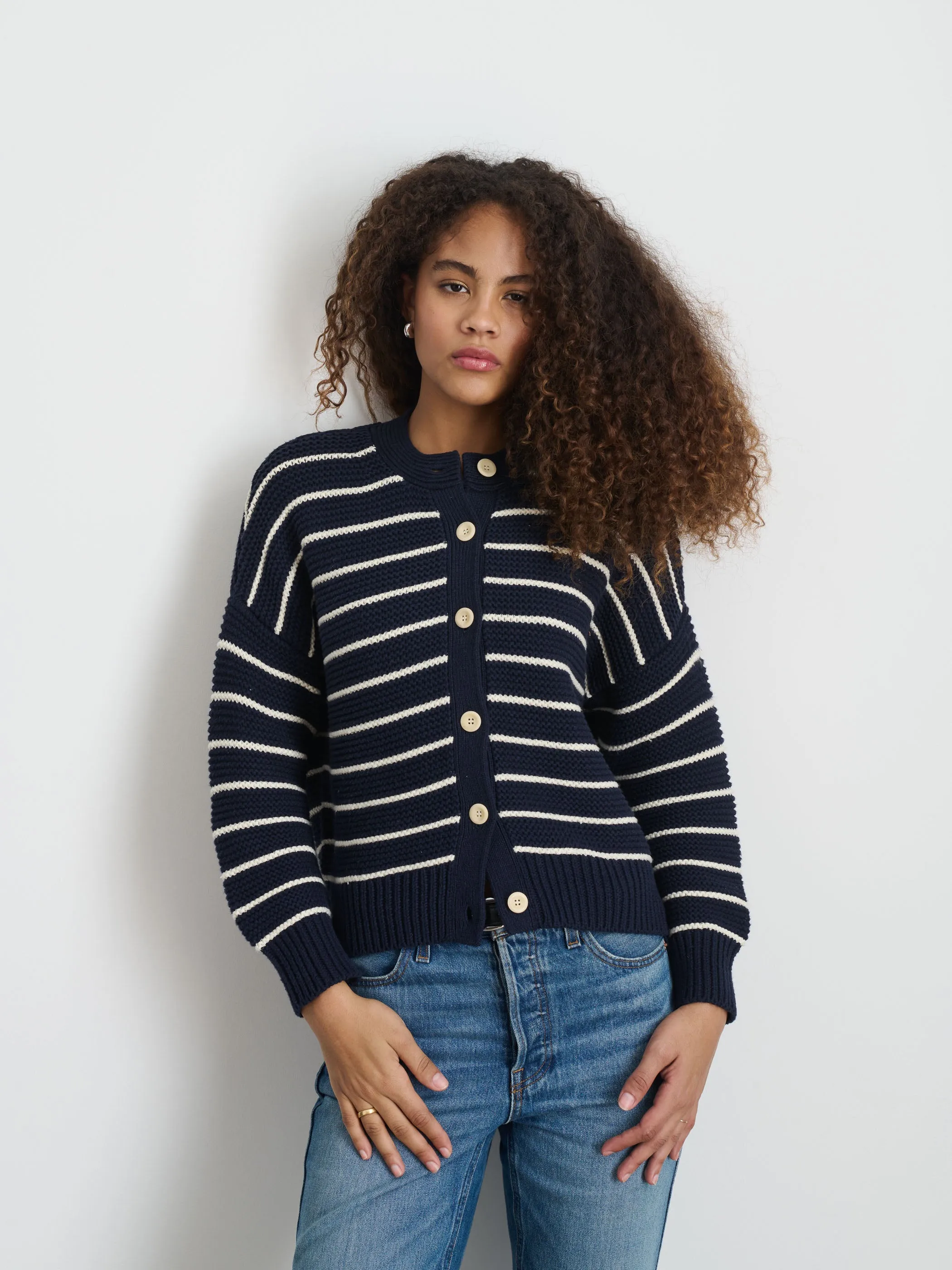 Nico Striped Cardigan in Cotton