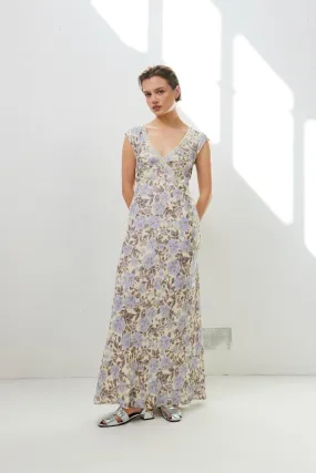 Paris In The 90's Bias Cut Maxi Dress Floral