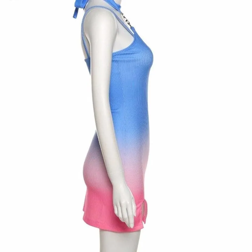 Pastel Gradient Mini Dress With Slim Fit