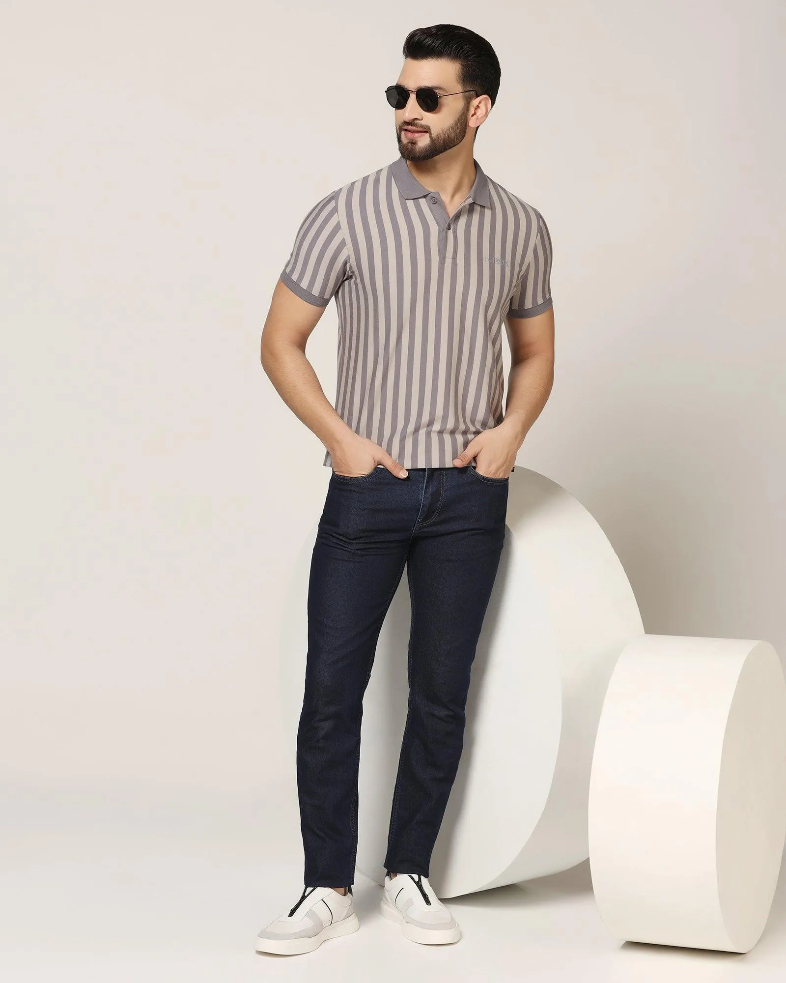 Polo Mid Grey Striped T-Shirt - Falo