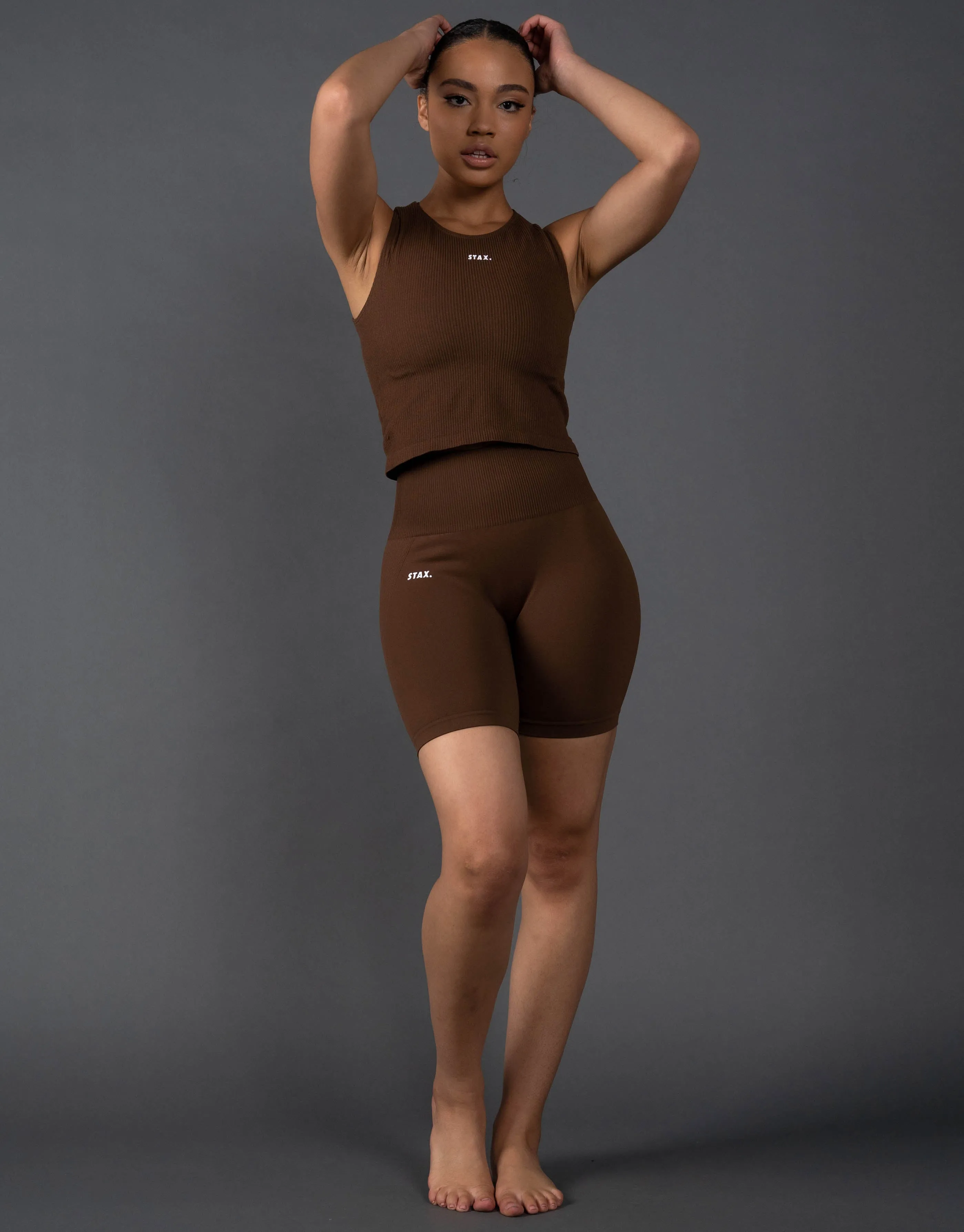 Premium Seamless Cropped Singlet Lounge V5.1 - Bark