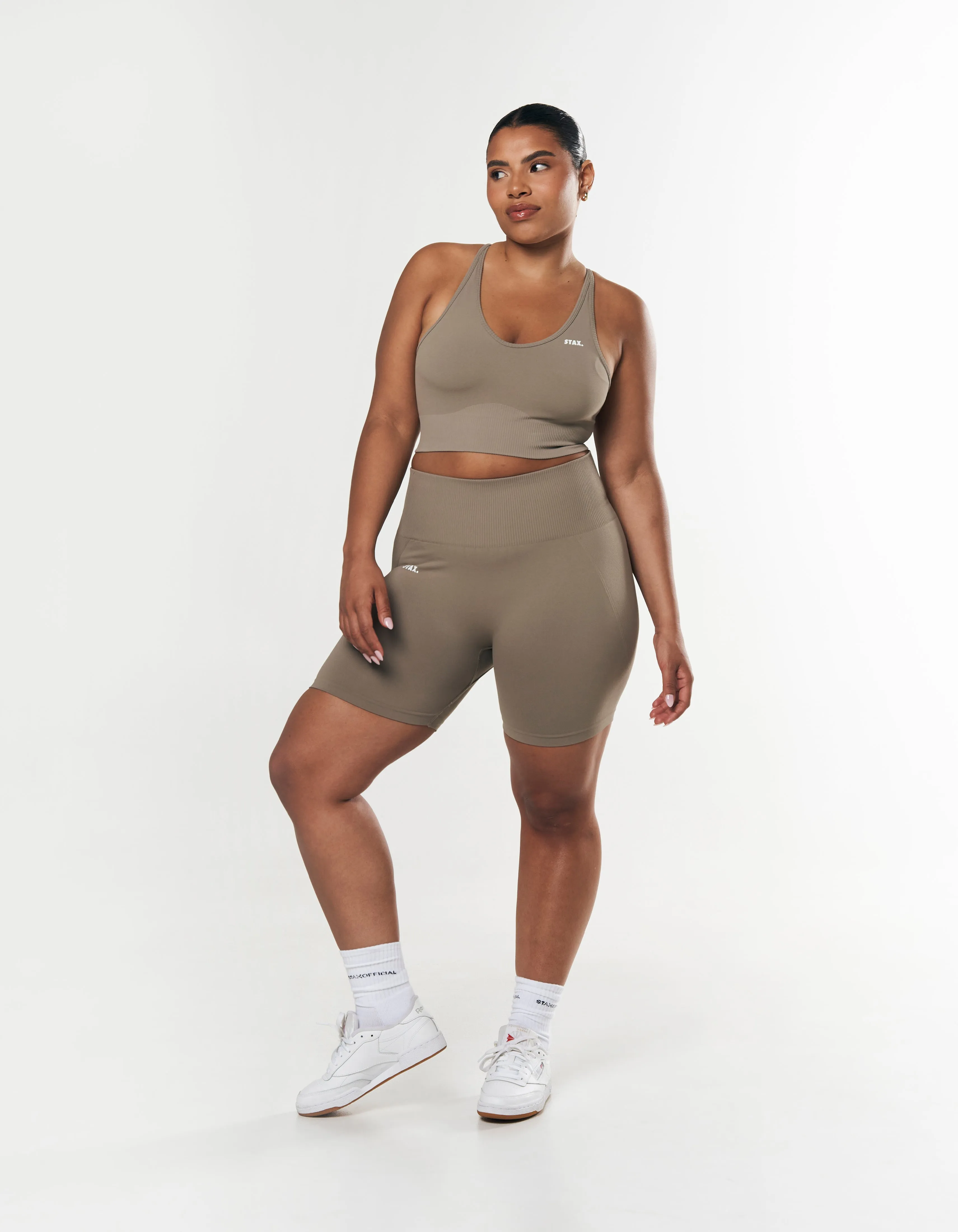 Premium Seamless Midi Bike Shorts - Brown