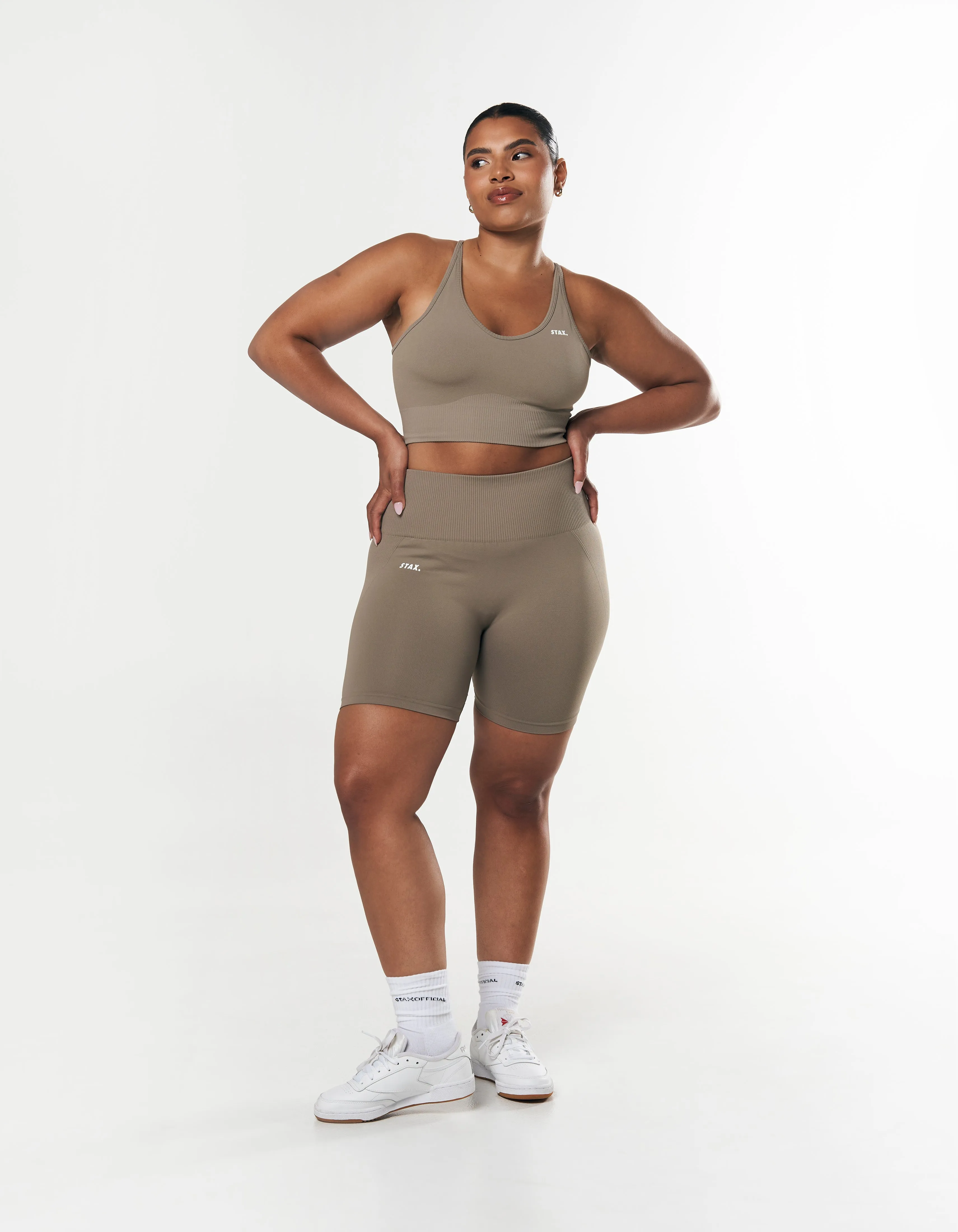 Premium Seamless Midi Bike Shorts - Brown