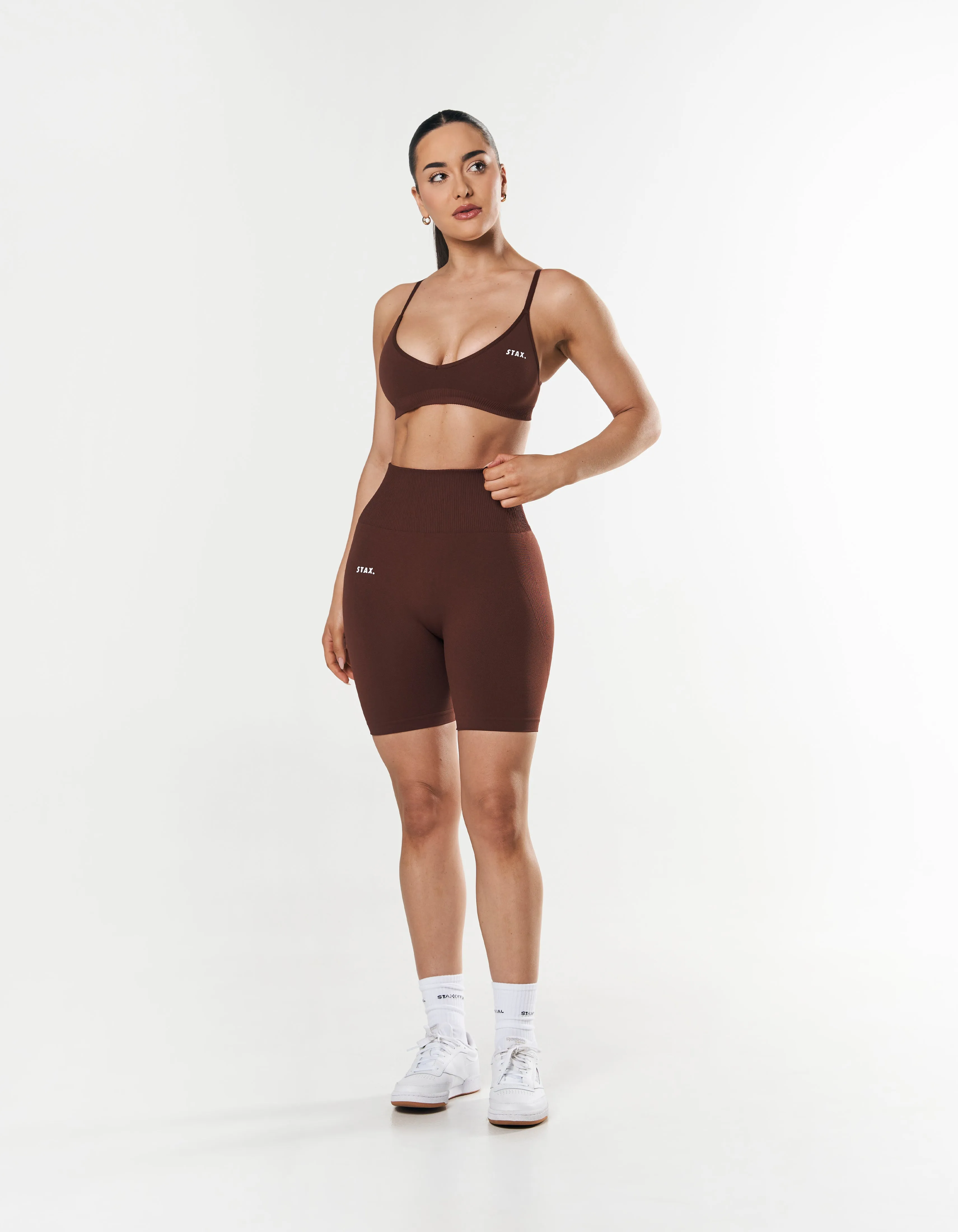 Premium Seamless Midi Bike Shorts - Umber