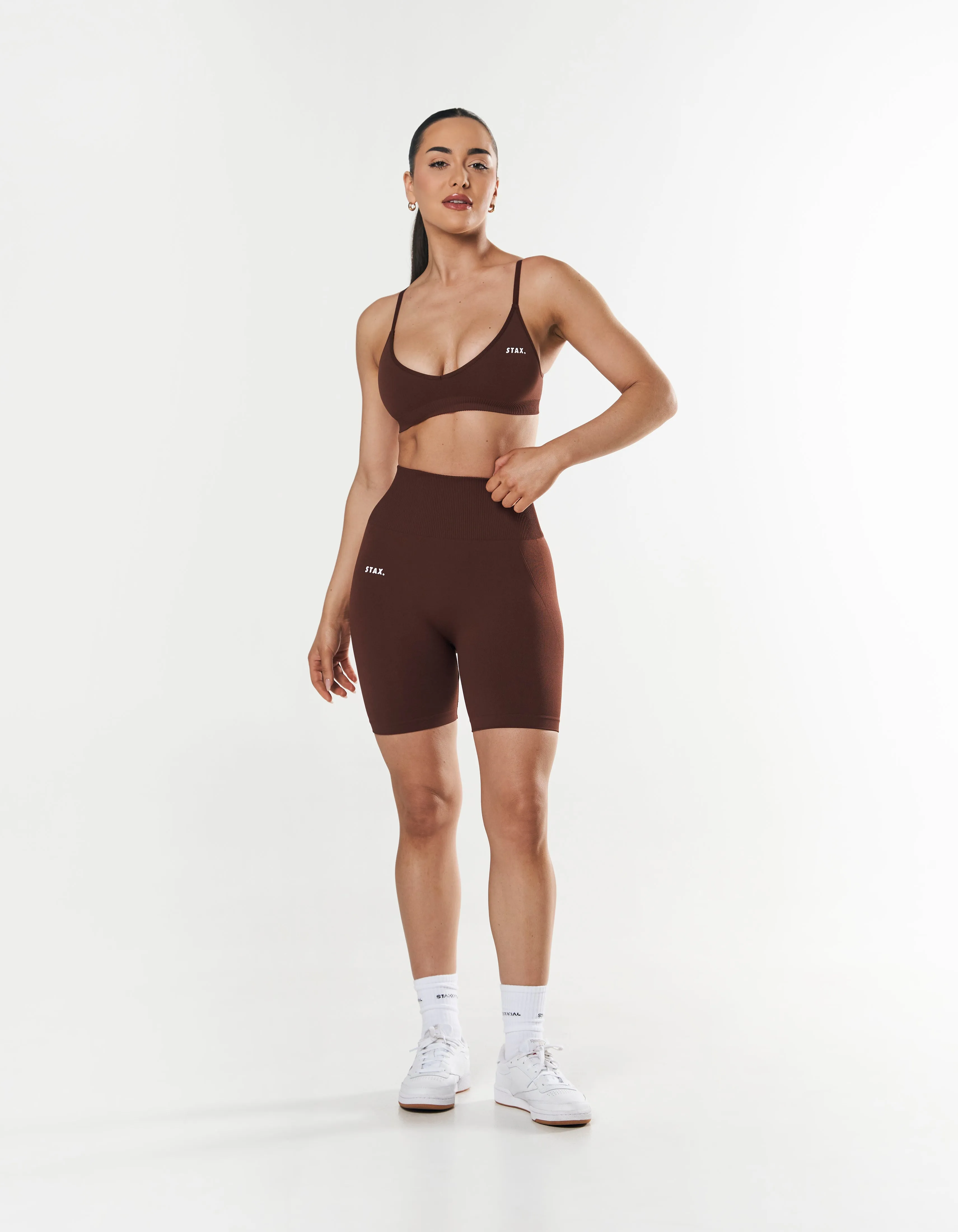 Premium Seamless Midi Bike Shorts - Umber