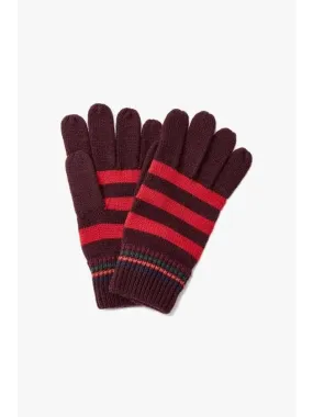 PS Stripe Pattern Knit Gloves Red