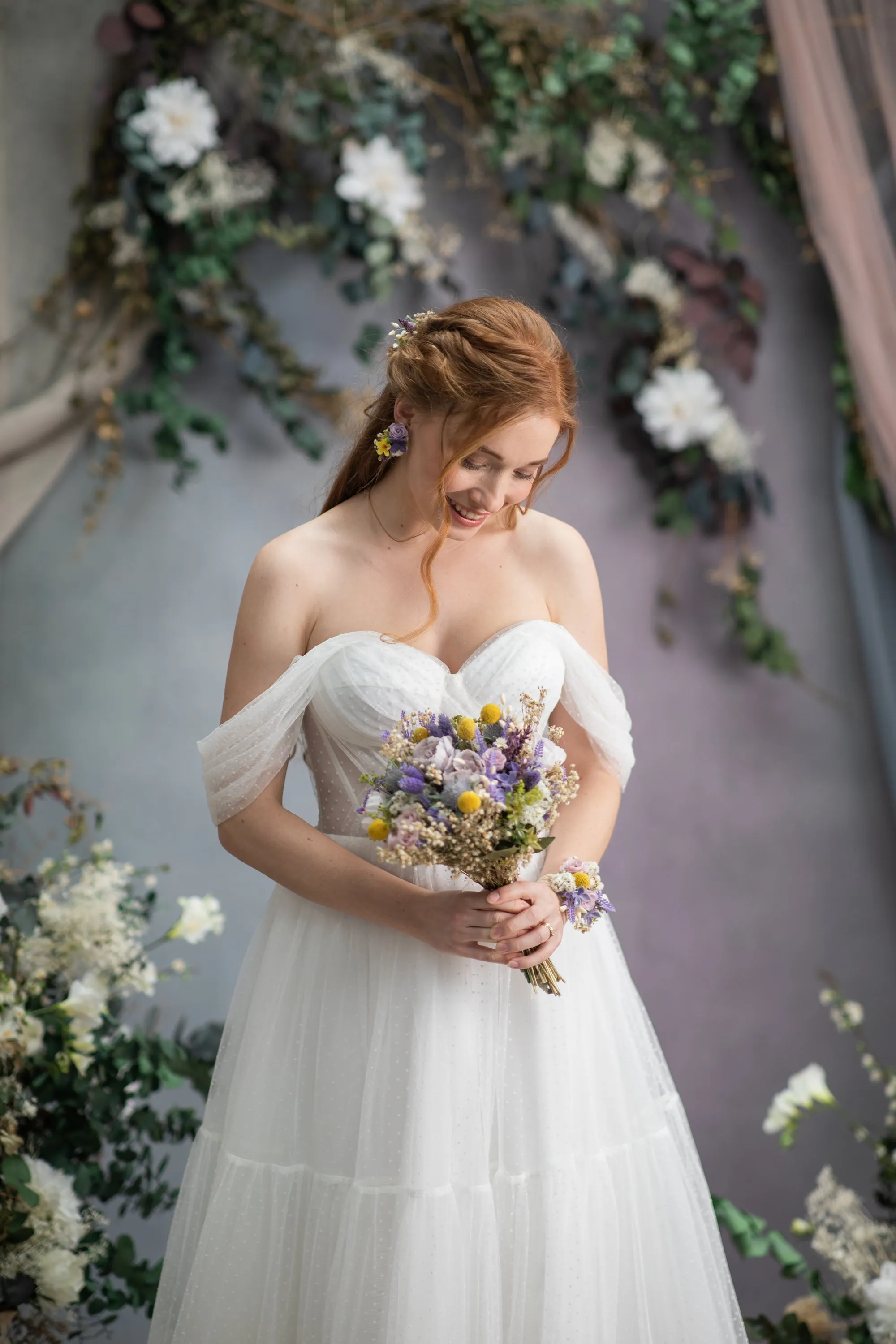 Purple spring wedding bouquet