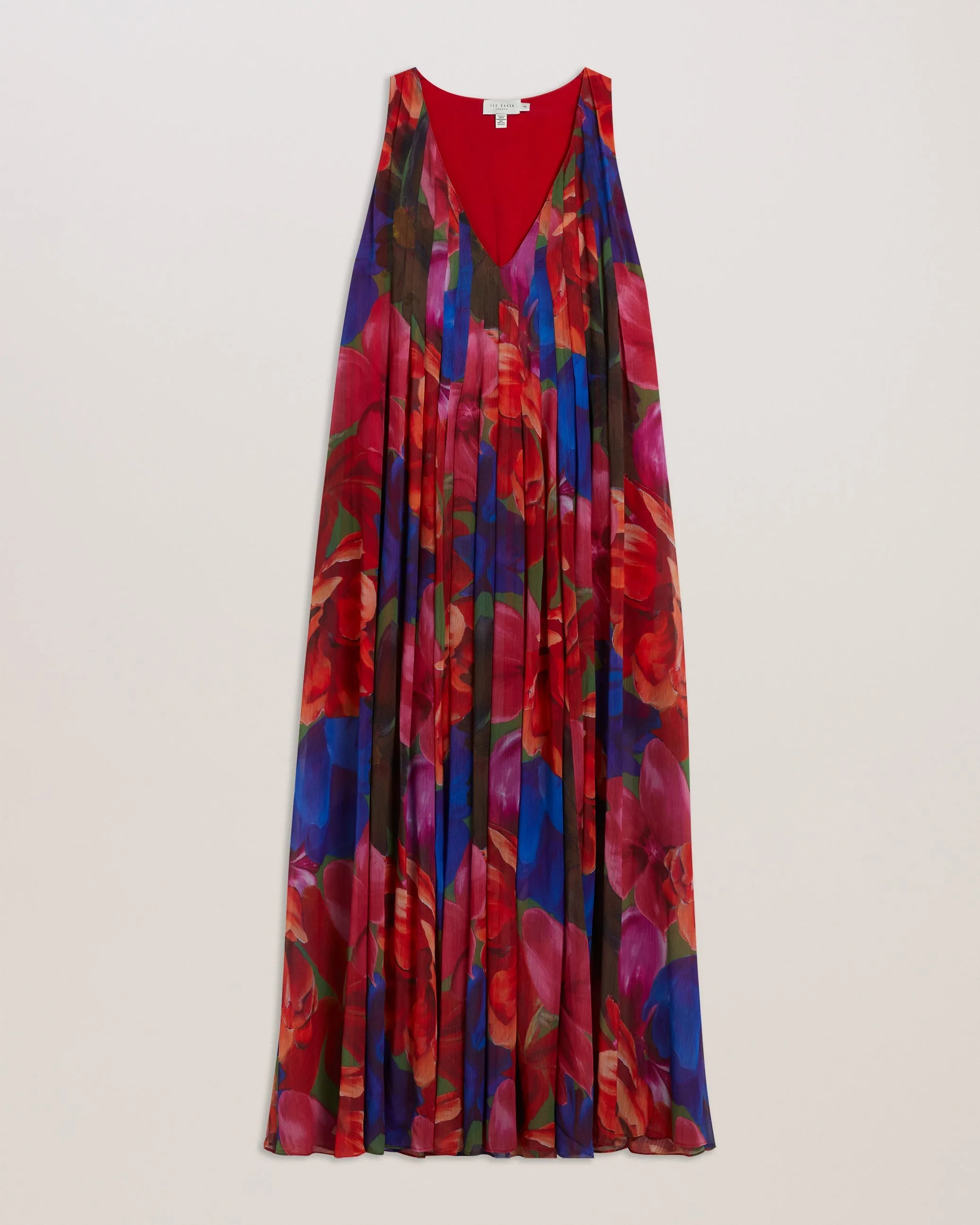 Rabiusa Organza Tropical Bloom V Neck Maxi Dress Multicolor