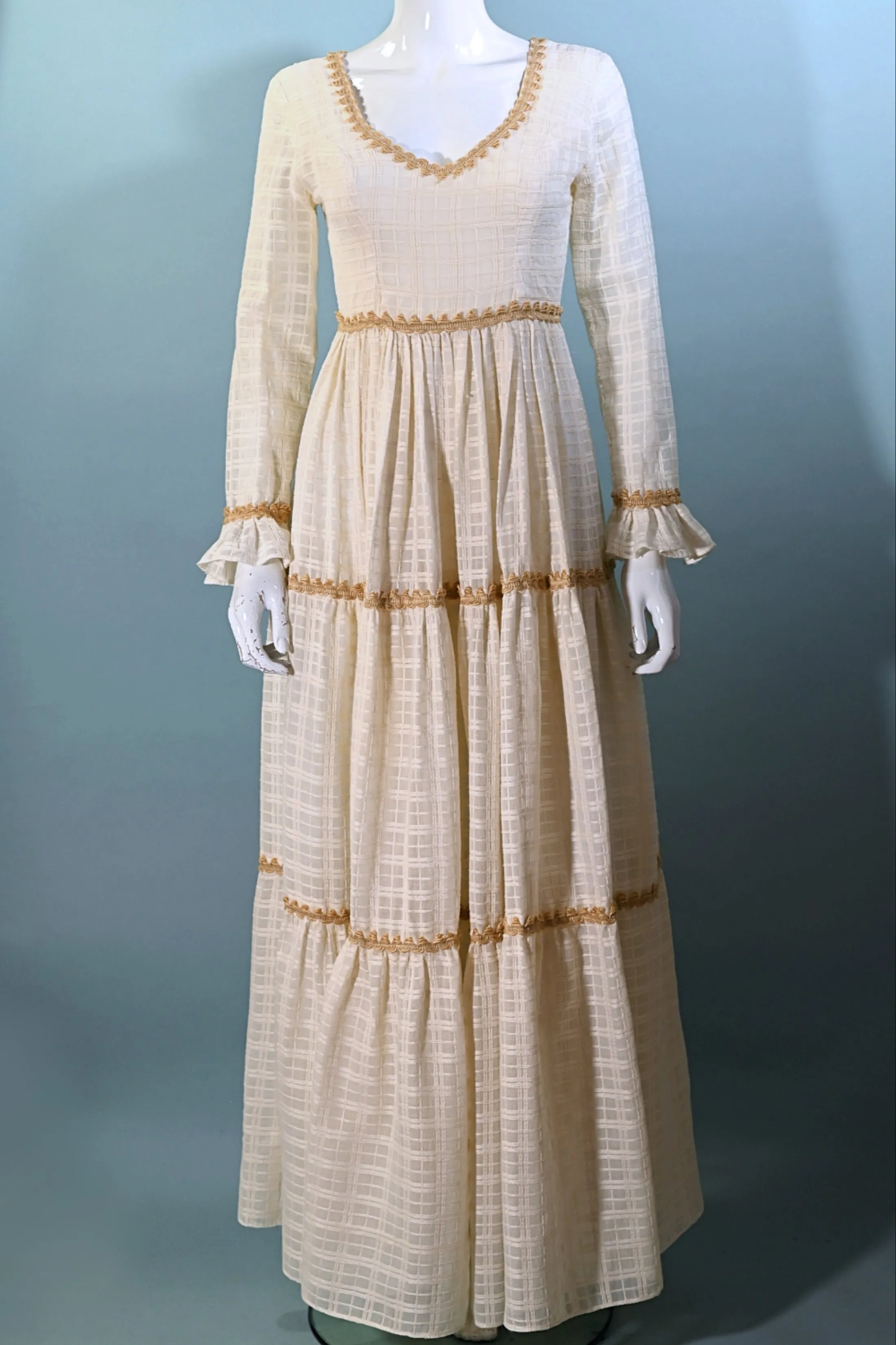 RARE Gunne Sax Black Label Cream Maxi Dress S/M