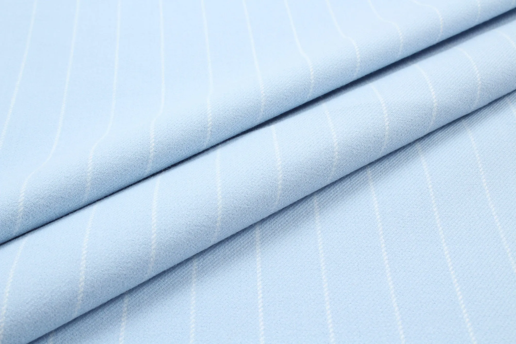 Recycled Polyester Diplomatic Stripes for Bottoms and Jackets - Light Blue